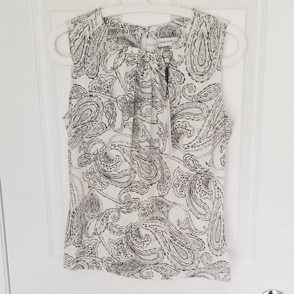 Calvin Klein Large Paisley Jersey Pleated …